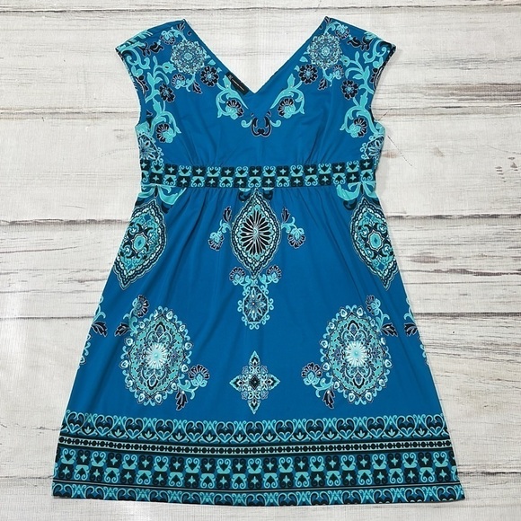 INC International Concepts Dress Womens X Large XL Blue Paisley V-Neck Midi - Picture 11 of 16